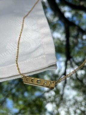 Gold Moon Phase Bar Necklace